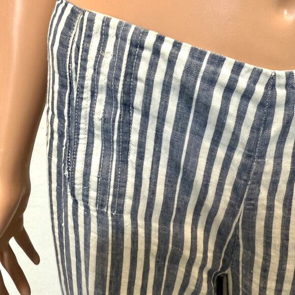 Tory Burch 2 linen side zip striped pant P3 2894 - Picture 2 of 14